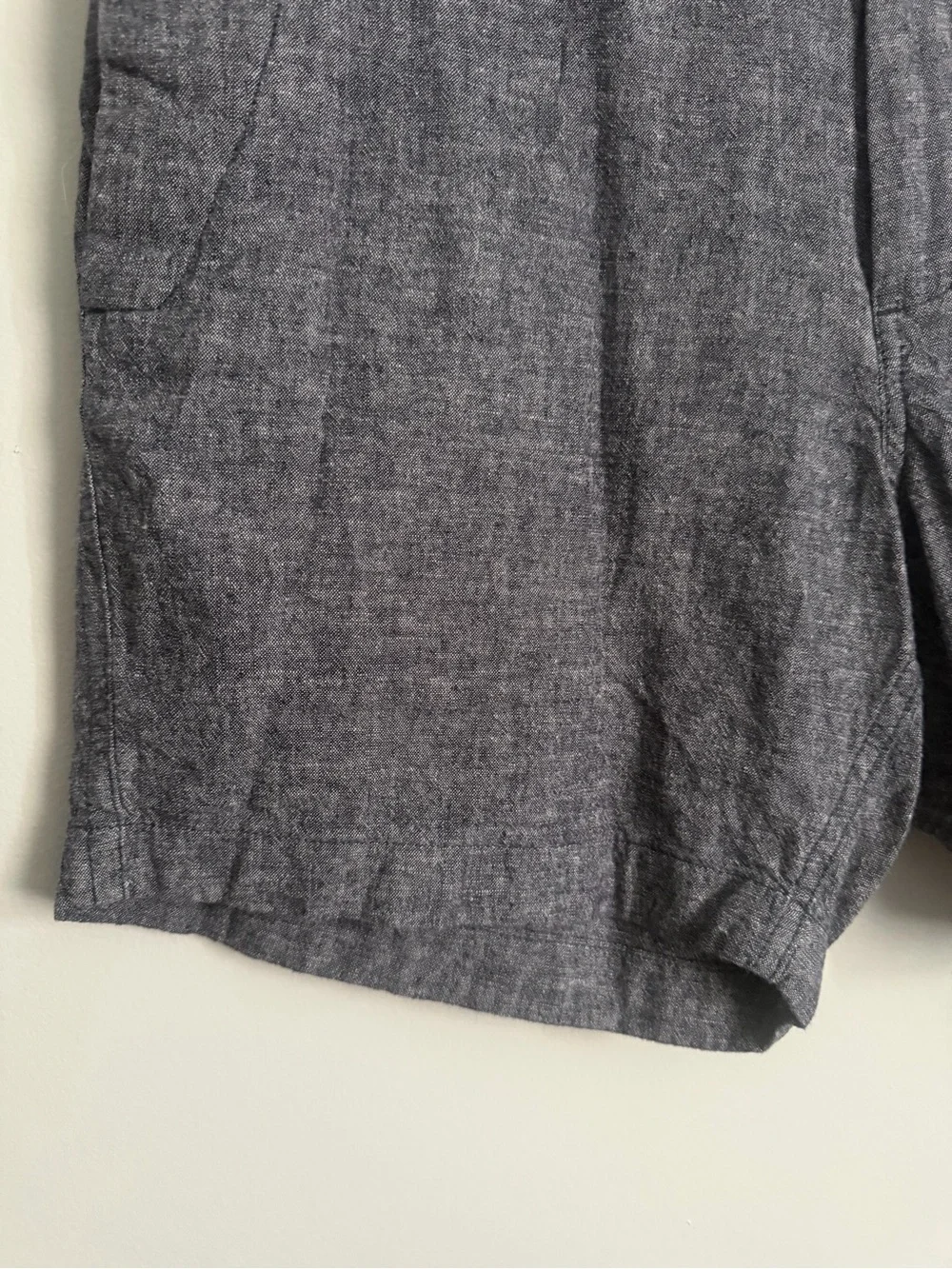 J Crew Mercantile Men's Navy blue Linen-Blend Chambray Chino Casual Shorts Sz 35